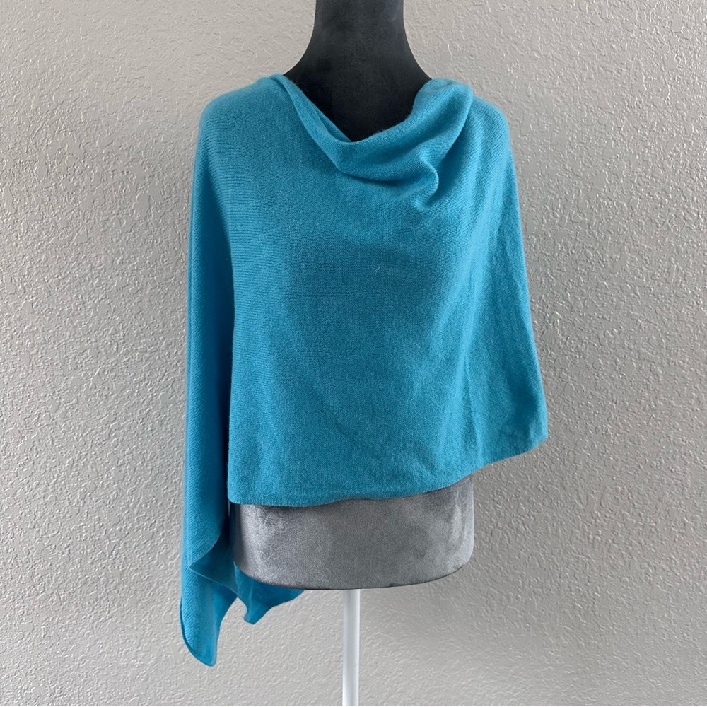 Claudia Nichole 100% Cashmere‎ Turquoise Poncho Wrap OS Luxury Sweater
